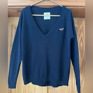 Hollister Women's M Deep V-Neck Sweater  in Navy